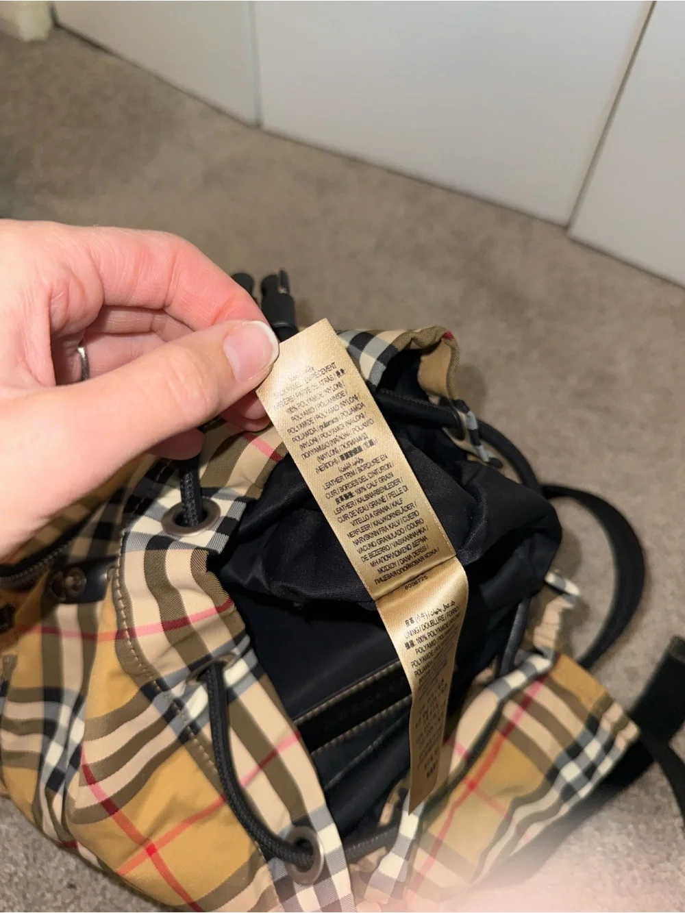 Vintage Burberry Checkered Beige Plaid Mini Backpack